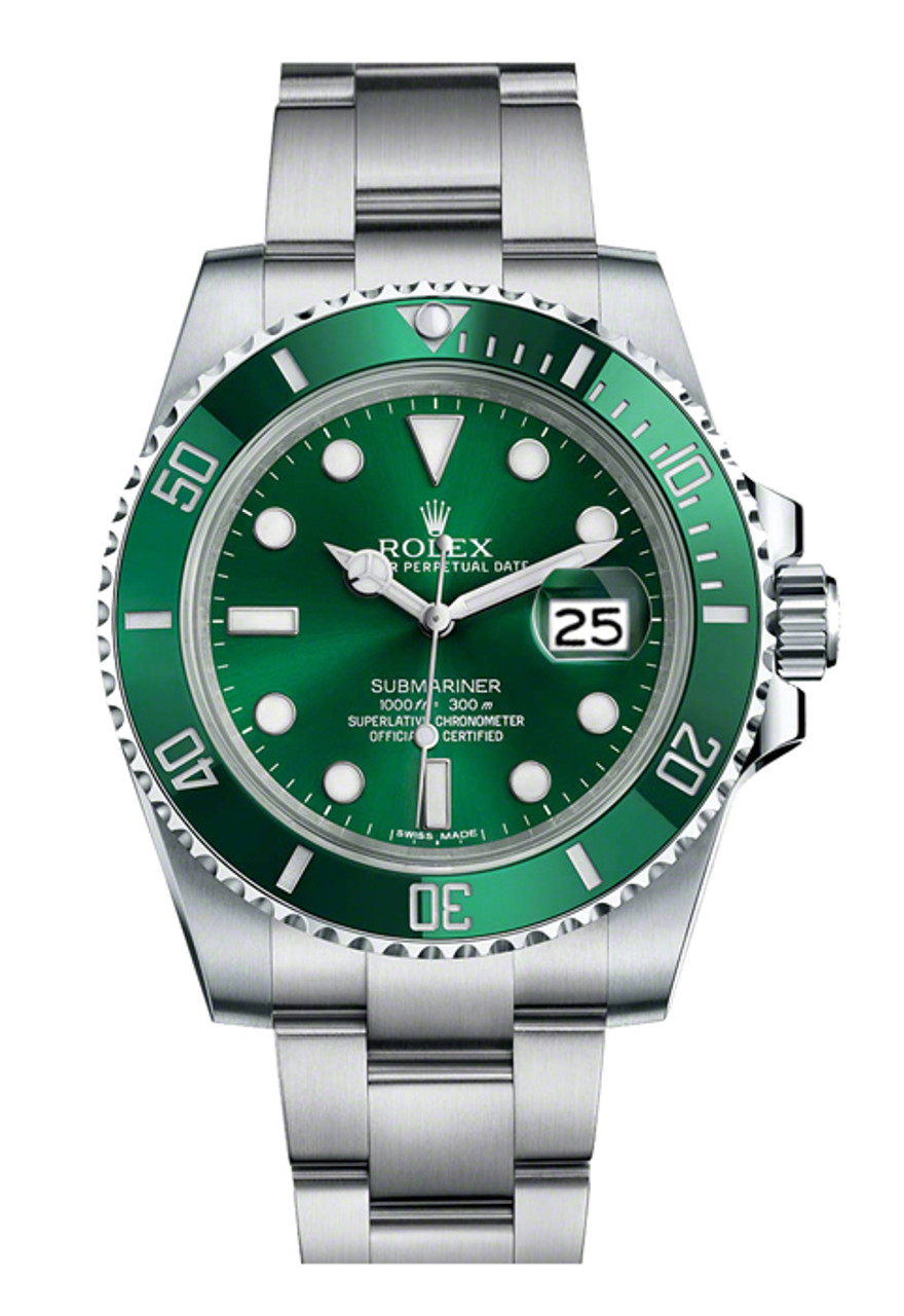 Rolex Men's Submariner Date Watch 116610LV - Green Dial - Oystersteel Case - Bezel with Green Cerachrom Insert in Ceramic - Oystersteel Oyster Bracelet