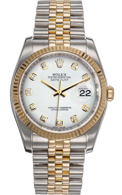 Rolex New Style Datejust With Factory White Diamond Dial Jubilee