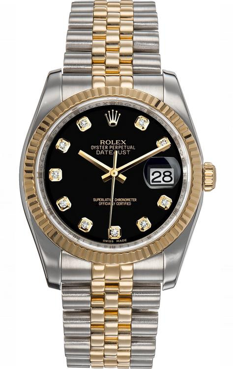 ブラック　アンサンブル Rolex Datejust 116233 Black Diamond Jubilee Watch