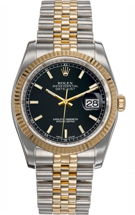 〇純正 ROLEX DTAEJUST 116233 YG/SS YZ7363-2 Rolex Datejust Two Tone Black Dial 116233 - Luxury of Watches