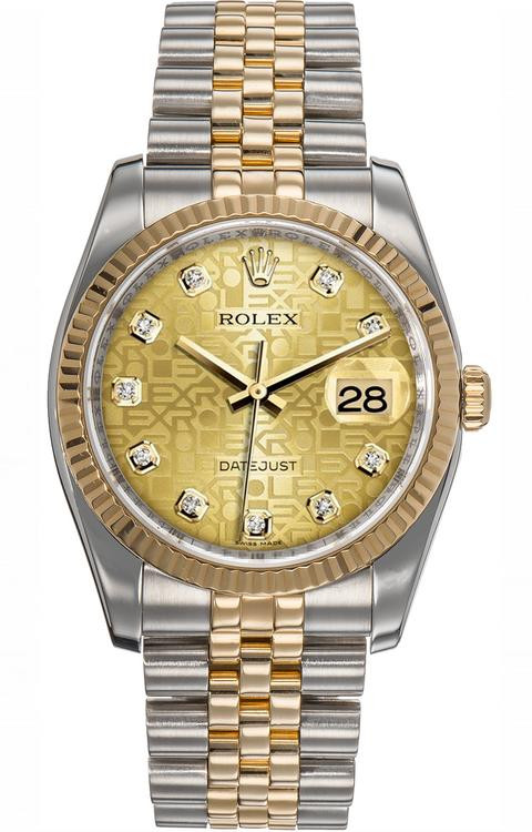 Rolex New Style Datejust Two Tone Fluted Bezel & Factory Champagne