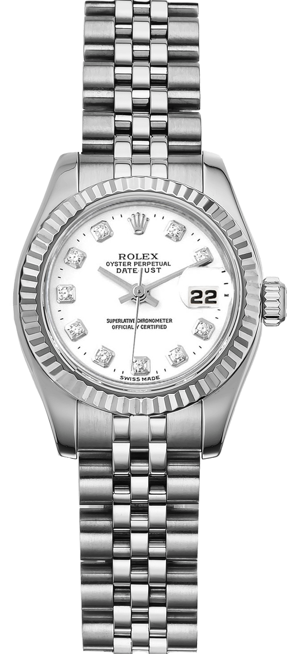 Rolex Women's New Style Steel Datejust with factory White Diamond Dial  179174 26mm