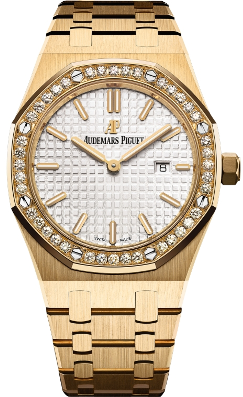 Audemars Piguet Royal Oak Silver Dial Ladies 18 Carat Yellow Gold Watch  67651BA.ZZ.1261BA.01