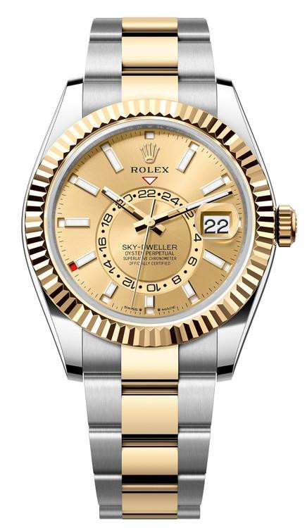 Rolex Stainless Steel and Yellow Gold Sky Dweller 336933 Champagne