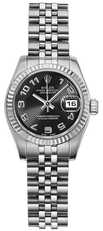 Rolex Rolex Women's New Style Steel Datejust Black Concentric Arabic Dial