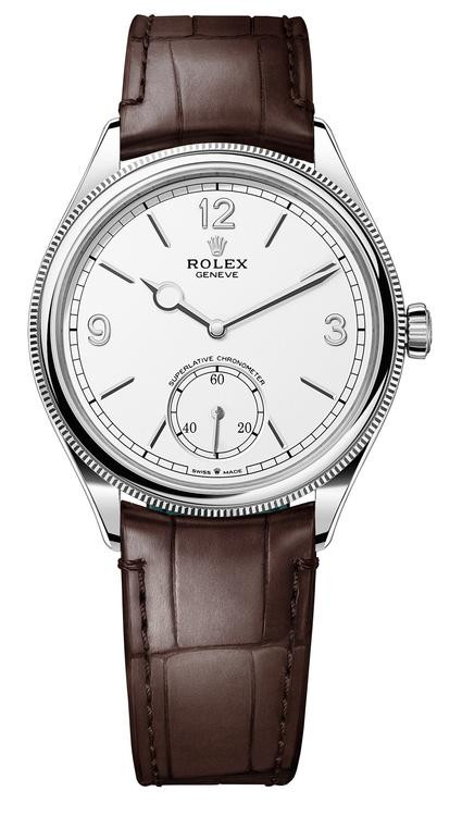 Rolex Rolex White Gold 1908 White Dial 52509 Leather