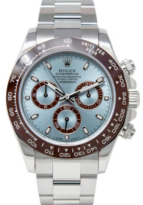 Rolex  Stainless-Steel Pre Owned Daytona Factory Ice Blue Platinum Dial  116520