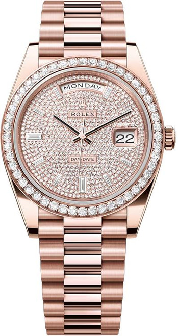Rolex Rose Gold President Day Date 40 228345RBR Silver Roman