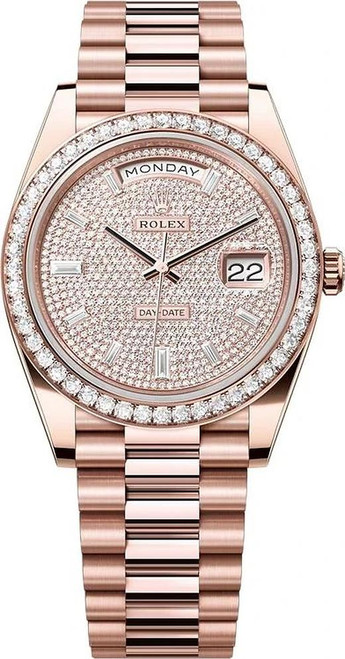 Rolex Rose Gold President Day Date 40 228345RBR Pave