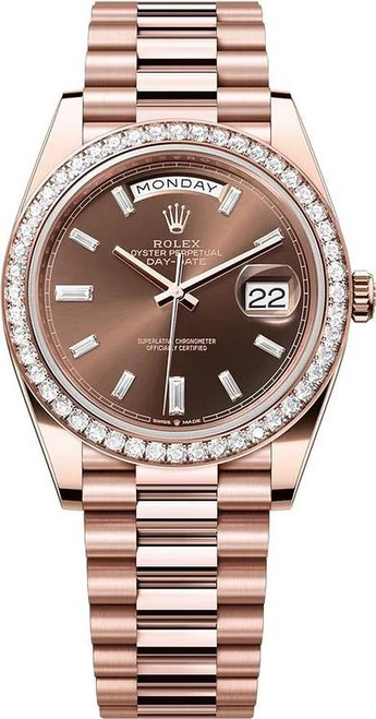 Rolex Rose Gold President Day Date 40 228345RBR Chocolate Diamond