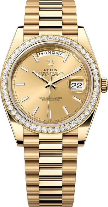 Rolex Yellow Gold President Day Date 40 228348RBR Champagne Index