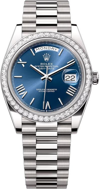 Rolex White Gold President Day Date 40 228349RBR Blue