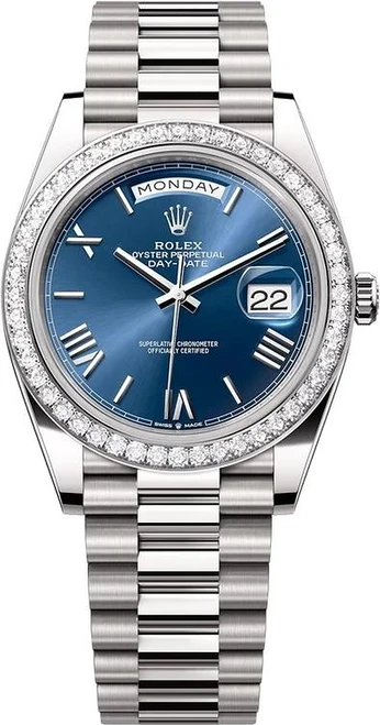 Rolex White Gold President Day Date 40 228349RBR Blue