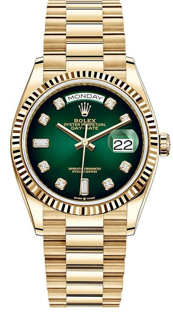 Rolex Day-Date 36mm Yellow Gold Green 128238GD