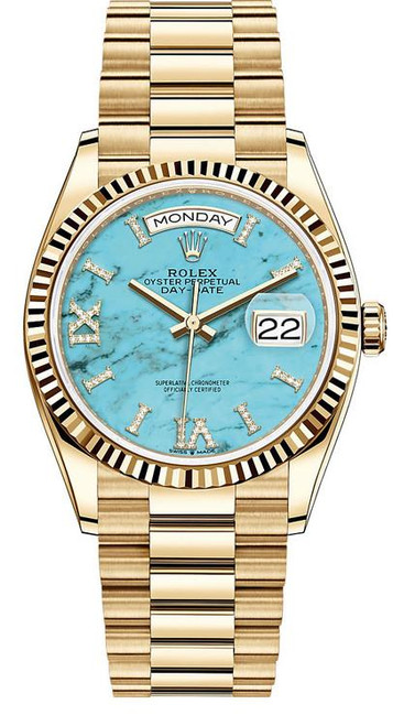 Rolex Day-Date 36mm Yellow Gold 128238 Turquoise Rolex Day-Date 36mm Yellow Gold 128238 Turquoise