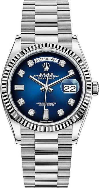 Rolex Day-Date 36mm White Gold 128239 Blue Ombre