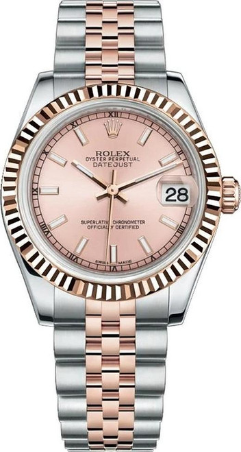 Rolex New Style Datejust Midsize Rose Two Tone Index Dial