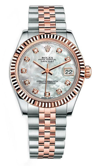 Rolex New Style Everose Datejust Midsize Two Tone Factory Mother of Pearl Diamond Jubilee