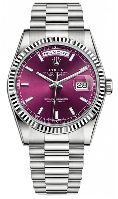Rolex White Gold President 36mm Factory Cherry Red Dial 118239