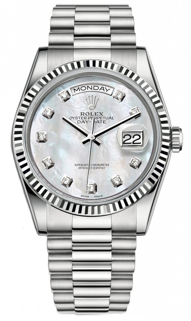 Rolex White Gold Day-Date President 36mm Factory Mother of Pearl Diamonds 118239 Rolex White Gold Day-Date President 36mm Factory Mother of Pearl Diamonds 118239