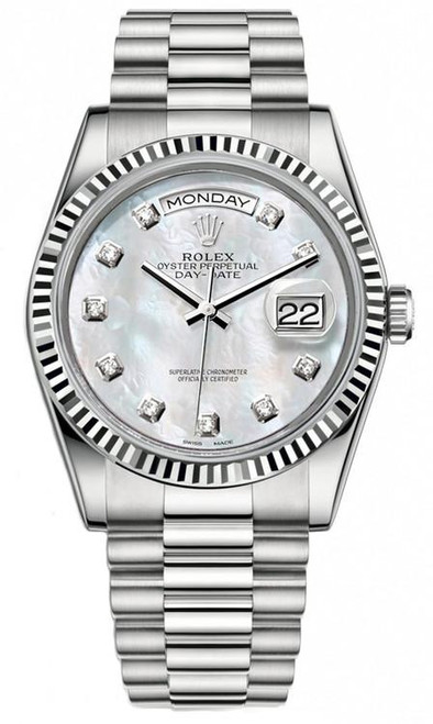 Rolex White Gold Day-Date President 36mm Factory Mother of Pearl Diamonds 118239 Rolex White Gold Day-Date President 36mm Factory Mother of Pearl Diamonds 118239