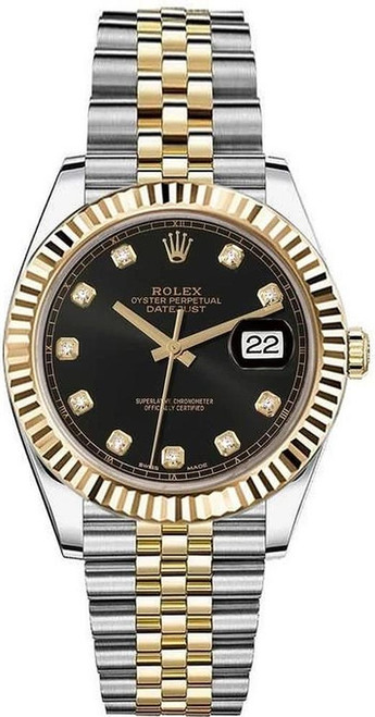 Rolex 41mm Datejust Yellow Gold 126333 Factory Black Diamond