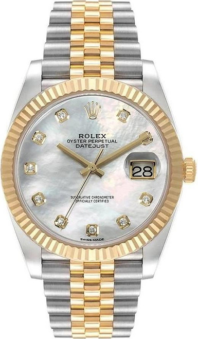 Rolex 41mm Datejust Yellow Gold 126333 Factory Mother of Pearl Diamond