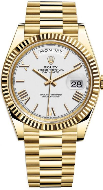 Rolex Men's Day Date President 40mm Yellow Gold White Roman 228238 Rolex Men's Day Date President 40mm Yellow Gold White Roman 228238