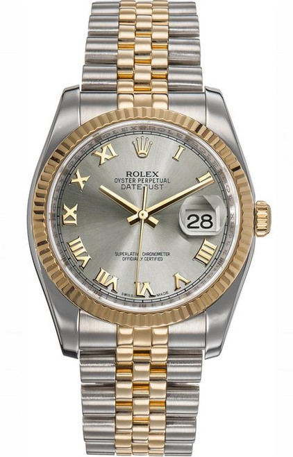 Rolex New Style Datejust Two Tone Silver Roman Dial 116233