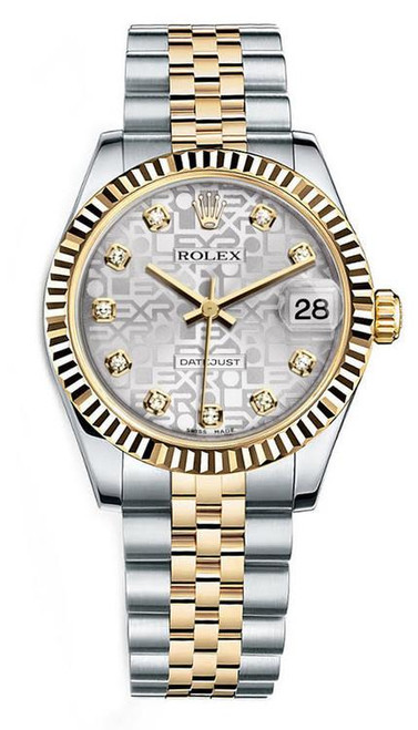 Rolex New Style Datejust Midsize Two Tone Factory Silver Anniversary Diamond Dial 178273 Jubilee
