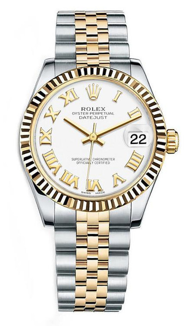 Rolex New Style Datejust Midsize Two Tone White Roman on Jubilee Band 178273 WRJ