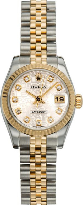 Rolex Women's New Style Two-Tone Datejust with Factory  Anniversary Silver Diamond Dial 179173
