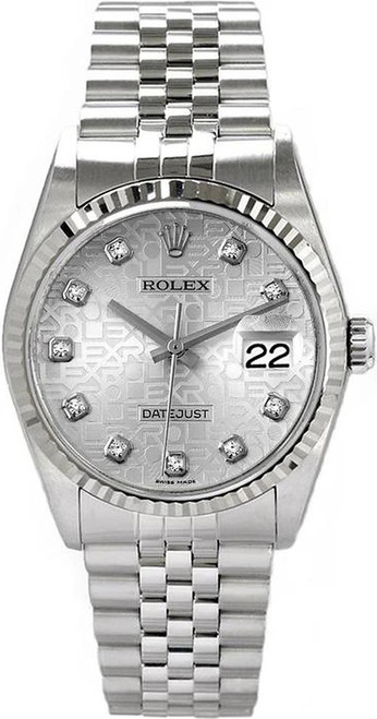 Rolex Men's Datejust Stainless Steel  Factory Silver Anniversary Diamond Dial