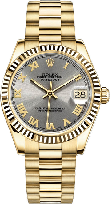 Rolex Women's President Midsize 31mm Silver Roman Dial