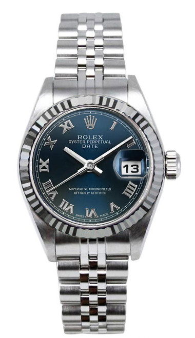 Rolex Womens Datejust Stainless Steel Blue Roman Dial Rolex Womens Datejust Stainless Steel Blue Roman Dial