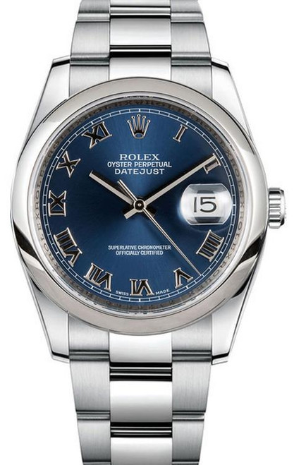 Rolex Datejust Stainless Steel Smooth Bezel and Blue Roman Dial on Oyster Bracelet 116200 Rolex Datejust Stainless Steel Smooth Bezel and Blue Roman Dial on Oyster Bracelet 116200