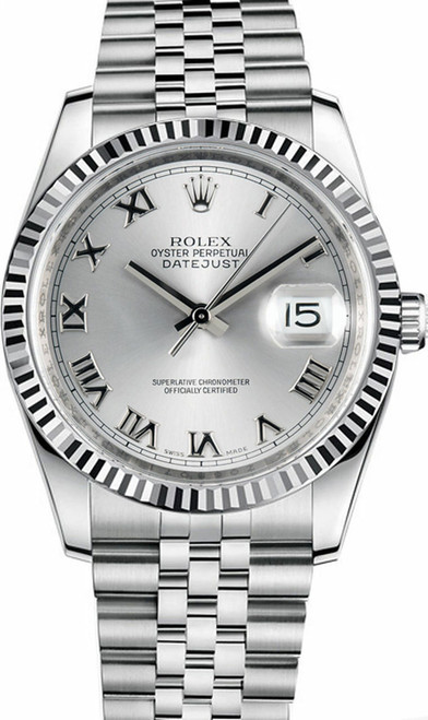 Rolex datejust rhodium roman sale dial