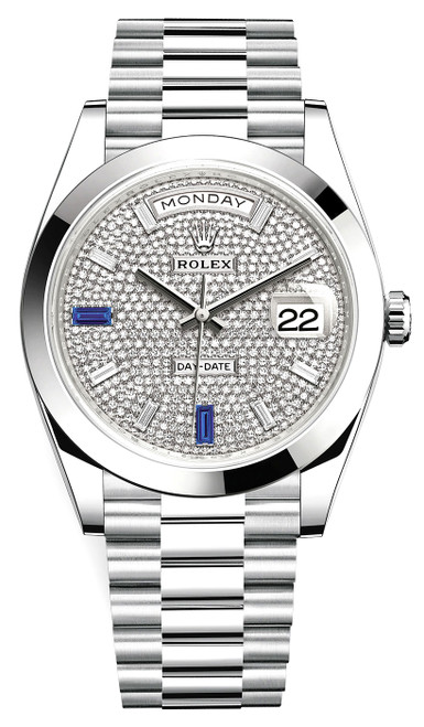 Rolex Platinum President Day Date 40 228206 Pave