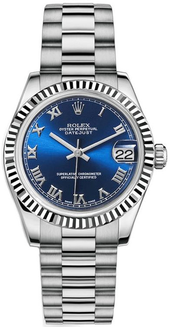 Rolex White Gold President Midsize Factory Blue Dial on President Bracelet P68279LR