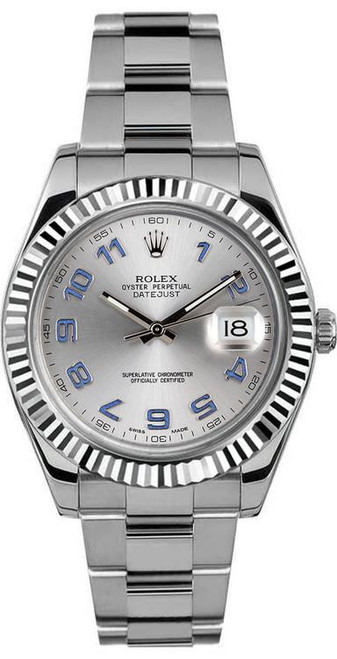 Rolex 41mm Datejust II Stainless Steel 116334 Silver Blue Arabic Rolex 41mm Datejust II Stainless Steel 116334 Silver Blue Arabic