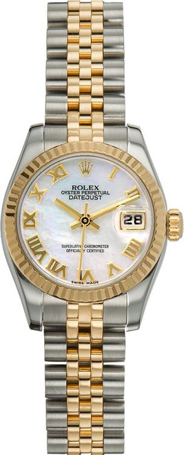 Rolex Women's New StyleTwo-Tone Datejust with Factory Mother of Pearl Roman 179173 Rolex Women's New StyleTwo-Tone Datejust with Factory Mother of Pearl Roman 179173