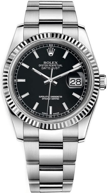 Rolex Datejust Stainless Steel Fluted Bezel & Black Index Dial on Oyster Bracelet 116234 Rolex Datejust Stainless Steel Fluted Bezel & Black Index Dial on Oyster Bracelet 116234