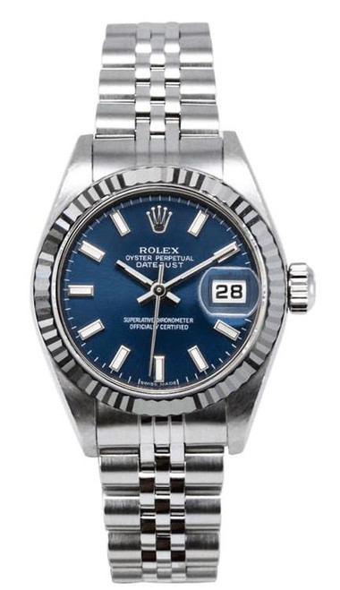 Rolex Women's Steel Datejust with Blue Index Dial Rolex Women's Steel Datejust with Blue Index Dial
