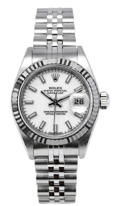Rolex Women's Datejust Stainless Steel Factory White Index Dial