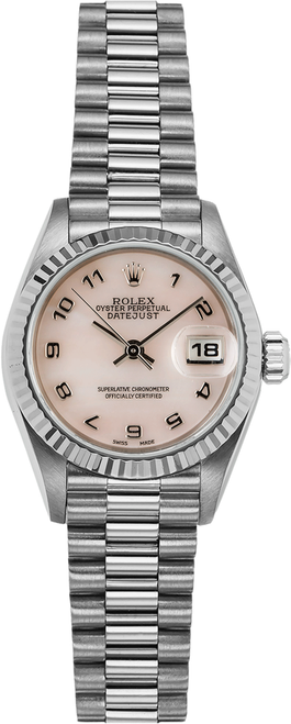 Rolex Women's White Gold President with Factory Mother of Pearl Arabic Dial