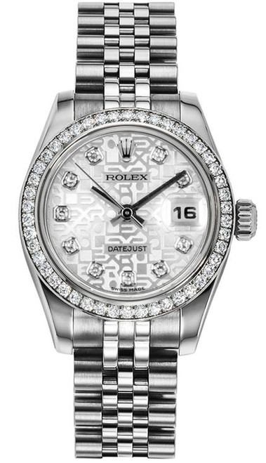Rolex Women's New Style Steel Datejust Factory Diamond Bezel and Silver Jubilee Diamond Dial 179384 Rolex Women's New Style Steel Datejust Factory Diamond Bezel and Silver Jubilee Diamond Dial 179384
