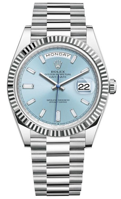 Rolex Platinum President Day Date 40 Ice Blue Baguette 228236 Rolex Platinum President Day Date 40 Ice Blue Baguette 228236