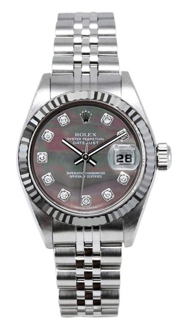 Rolex Women's Datejust Stainless Steel Factory Black Mother of Pearl Diamond Dial P69174BMOPDFJ