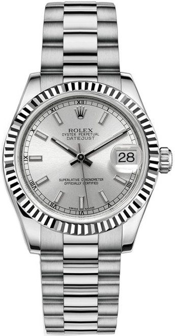 Rolex White Gold President Midsize Silver Index Dial on President Bracelet P68279BI Rolex White Gold President Midsize Silver Index Dial on President Bracelet P68279BI