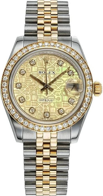Rolex New Style Datejust Midsize Factory Diamond Bezel & Rolex Anniversary Pearl Diamond Dial on Jubilee Bracelet 178383